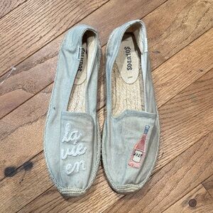 Soludos Beige Espadrilles with La Vie en Rosé Embroidery